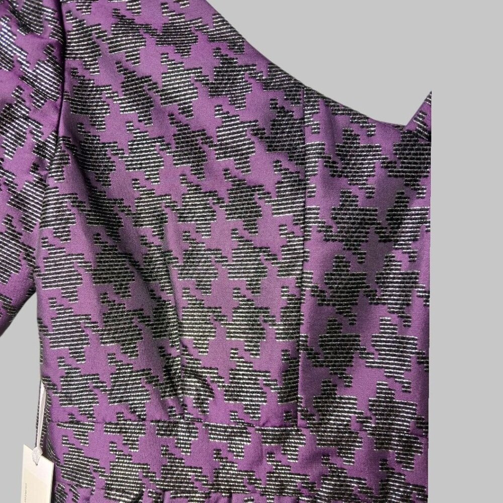 2B Rych One-Shoulder Plum Metallic Jacquard Mini Dress Polyester Blend Sz 0 - Picture 16 of 16